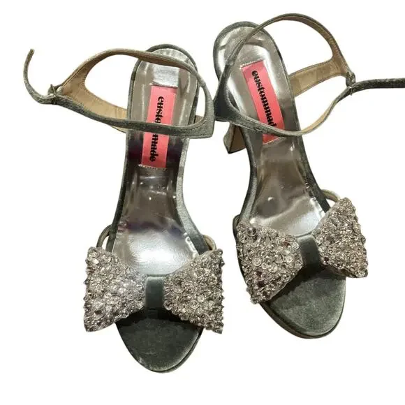 Custommade Arla Crystal Upper Heels Green Size 41 US 10.5 NWB
